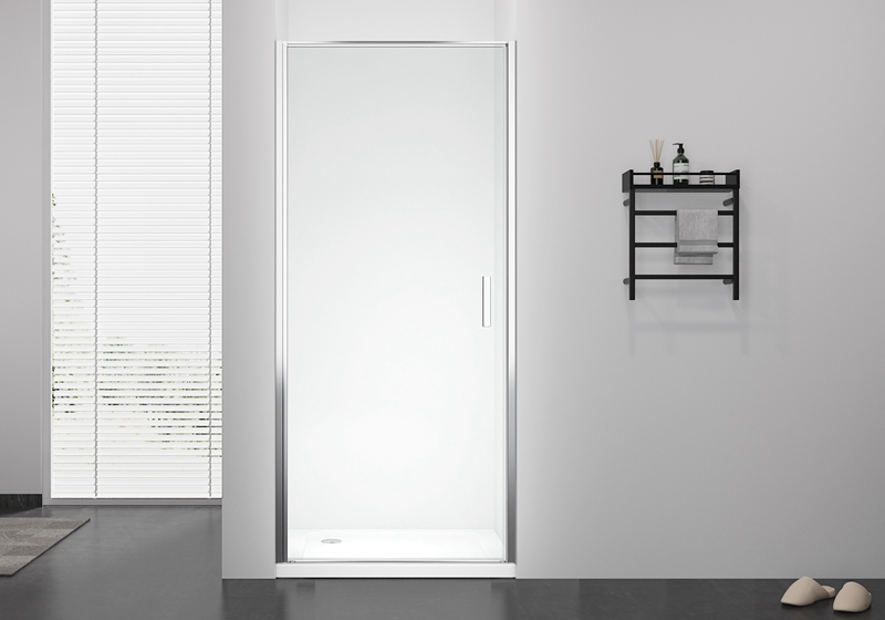 Pivot satu pintu kaca PV 1901F 6mm plus penutup shower dengan pegangan logam