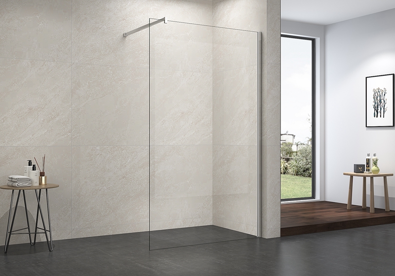 EX-101 6/8/10mm matt black walk in shower screen yang mudah dibersihkan